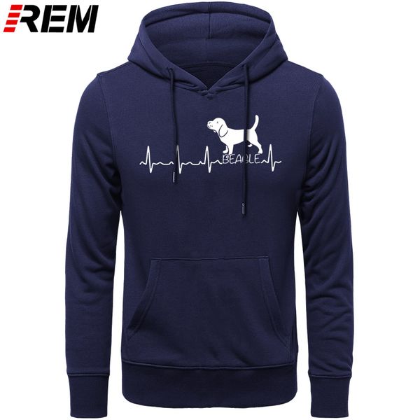 

rem men hoodies heartbeat beagle vintage long sleeve funny for dog lover tees crewneck cotton hoodies, sweatshirts, Black