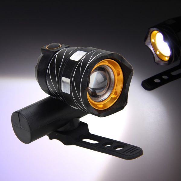 

zoomable bicycle front headlight xm-l t6 led 15000lm bike light lamp usb rechargeable built-in battery 3 modes torch
