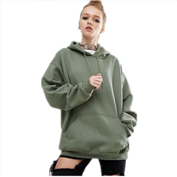 

new loose solid color womens hoodies pullover in autumn and winter black -green red hoodies sweatshirts