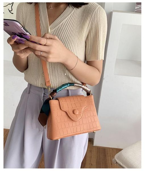 

small bag female bag 2020 solid color small square simple fashion new summer fashion scarf hand messenger wild