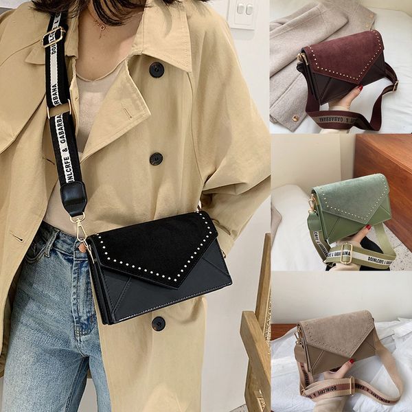 

ocardian fashion women single shoulder bag girl solid suede leather splice simple wild hasp small square bag messenger bags