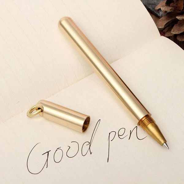 

black ink explosion-proof brass handmade signature retro pen pure neutral pen water copper b9t5, Blue;orange