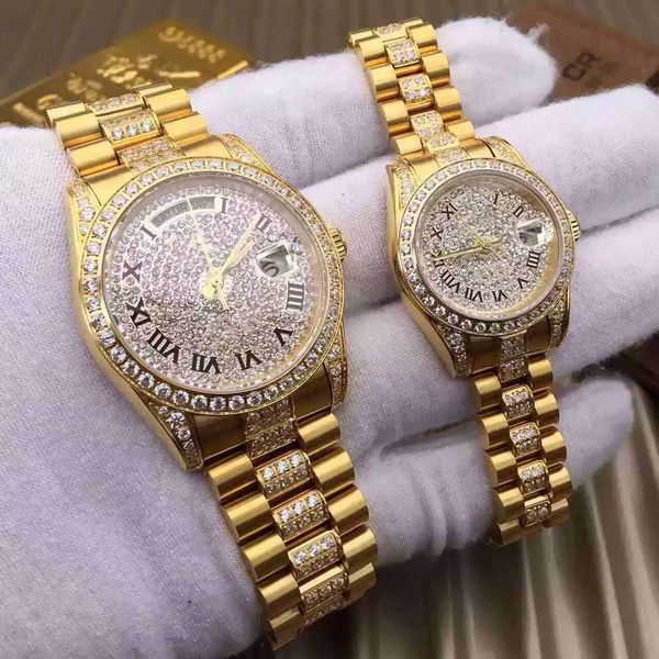 

6 colour luxury watche for men 18k gold trap brand diamond men 36mm women 26mm ladie automatic mechanical watch mall dial