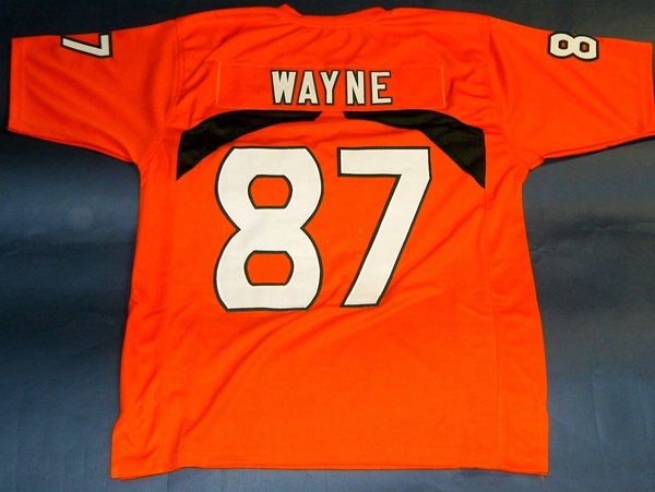 

retro 87 reggie wayne custom university of hurricanes jersey the u last one orange mens stitching college size s-5xl football ncaa, Black;red