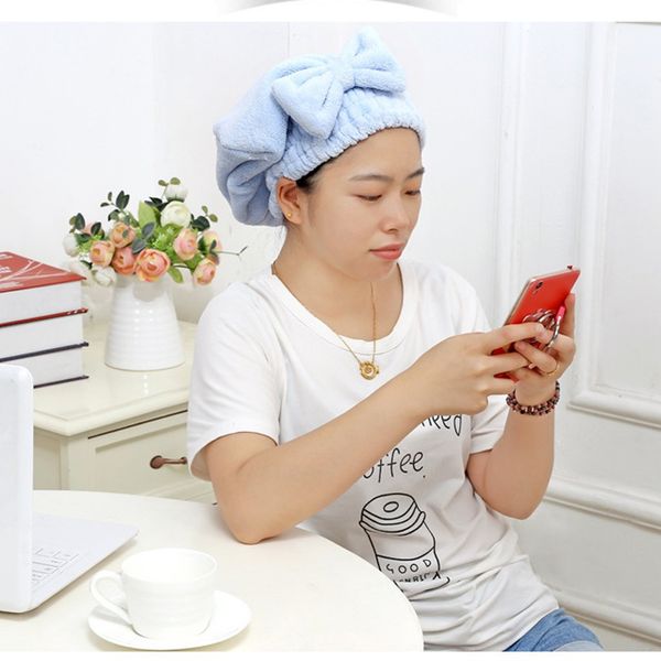 

useful quick dry microfibre hair drying bath towel head wrap hat swimming household daily necessities #20191003