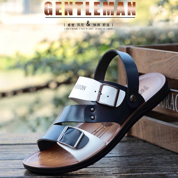 

2019 summer men's sandals korean-style casual sandals men's breathable anti-slip dual purpose slippers shoe, Black