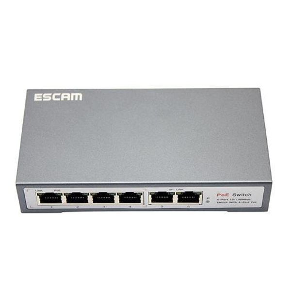 

escam 4+2 channel fast ethernet poe switch for network ip cameras, Black;white