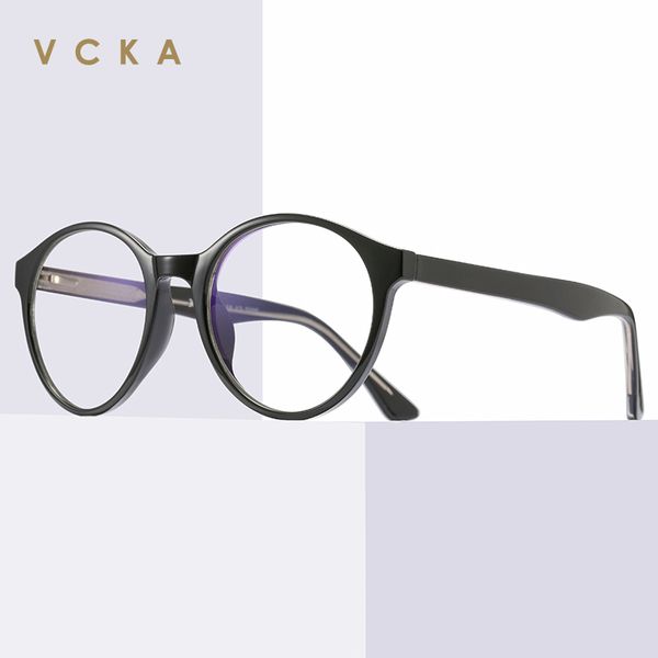 

vcka brand design 2020 new anti blue light glasses female round optics frame tr90 clear computer gaming eyewear female uv400, White;black