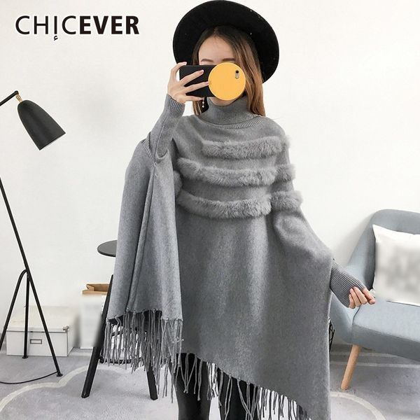 

chicever кисточкой топы женский свитер пуловер водолазку batwing длинным рукавом сыпучие вязание свитера осень повседневная одежда новое, White;black