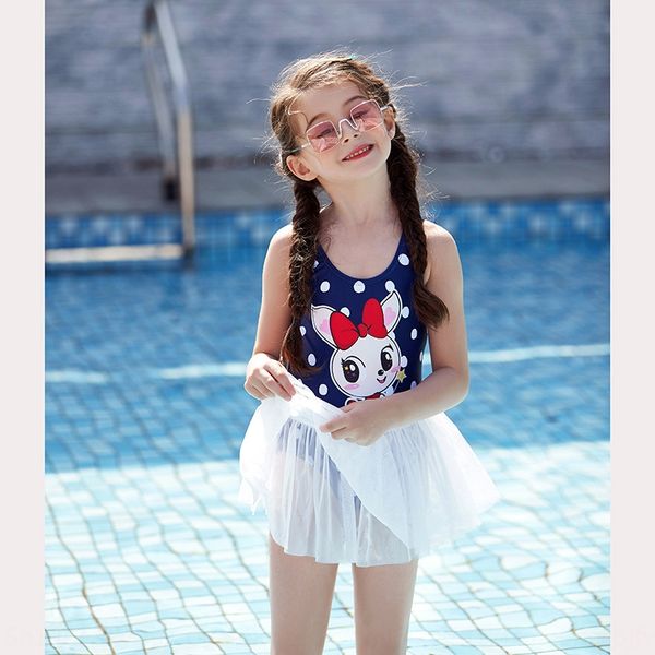 

2019 cartoon polka dot one-piece children's yarn skirt detachable fake swimsuit two-piece children's swimsuit, White;black
