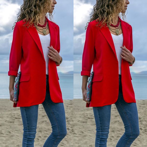 

women's suits & blazers vintage women chic blazer office ladies long sleeve loose casual outerwear coat jacket female 2021, White;black