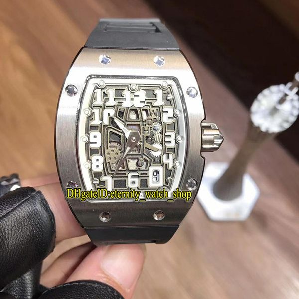 

luxury rm 67-01ti skeleton date dial japan miyota automatic rm67-01 mens watch 316l steel case rubber sport designer watches, Slivery;brown