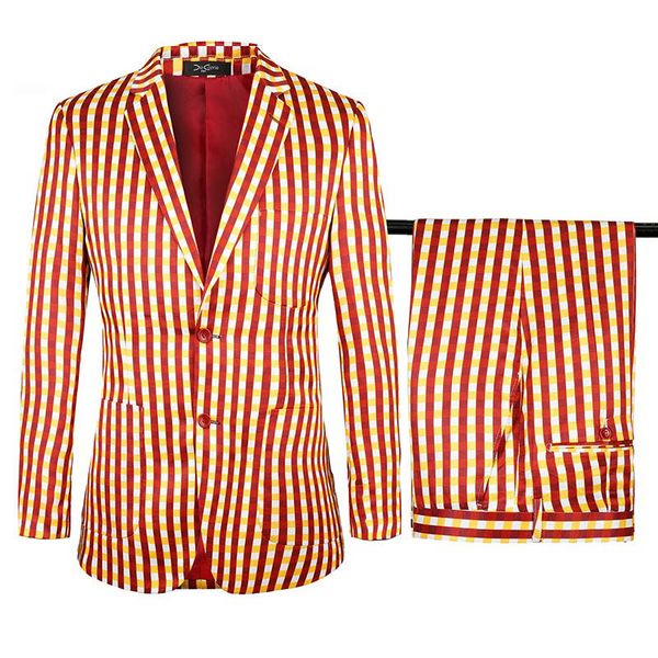 

2019 new high-end two-piece men's suit high-quality striped fashion jacket social banquet slim beautiful party boyfriend gift, White;black