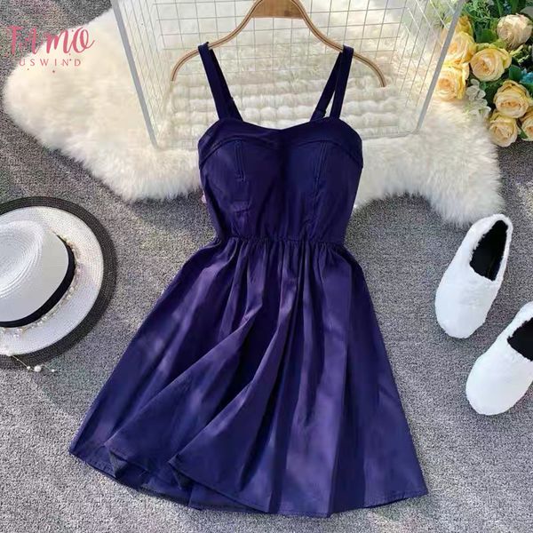 

new coming 2019 summer solid knee length spaghetti strap kimono sleeve strapless dresses high empire style party holiday dresses, Black;gray