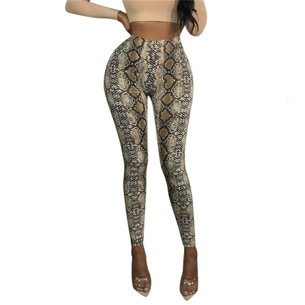 

casual pants women fashion pants snake skin high waist skinny pants elastic waist leggings trousers women clothes, Black;white