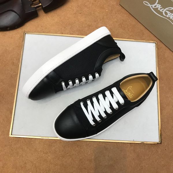 

new style high-end luxury men's casual sports shoes fashion brand platform four seasons design cl leather with fabric upper yfrh, Black