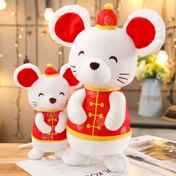 2020 Rat Ano China Vestido mascote Rat Plush mouse em Tang atender Soft Toys Ano Novo Chinês presente Decoração do partido