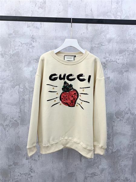 

luxurious brands design sequin strawberry embroiderd crewneck sweater pullover men women outdoor streetwear sweatshirt jackets hoodies, Blue;black