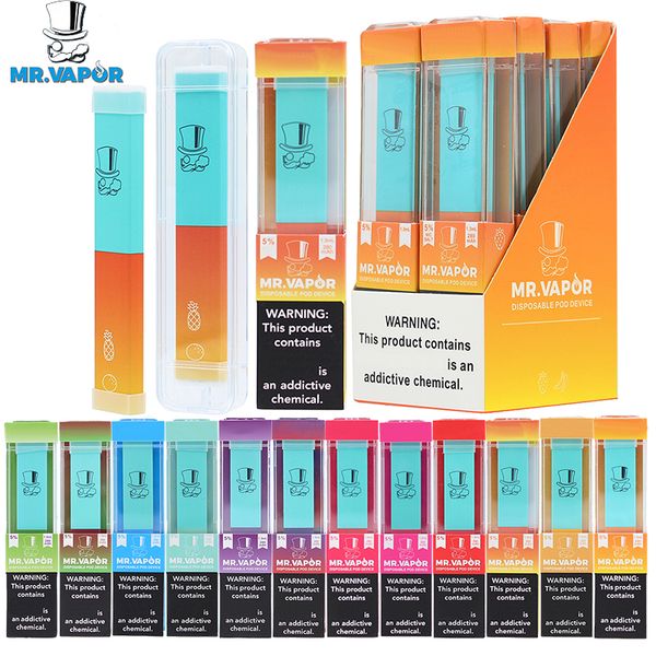 

MR VAPOR Одноразовые MR.VAPOR Vape Pen Device Pod Starter Kit MRVAPOR 280mAh Аккумулятор 1,3 мл картриджи 400Puffs Предварительно заполненные электронные сигареты испарители