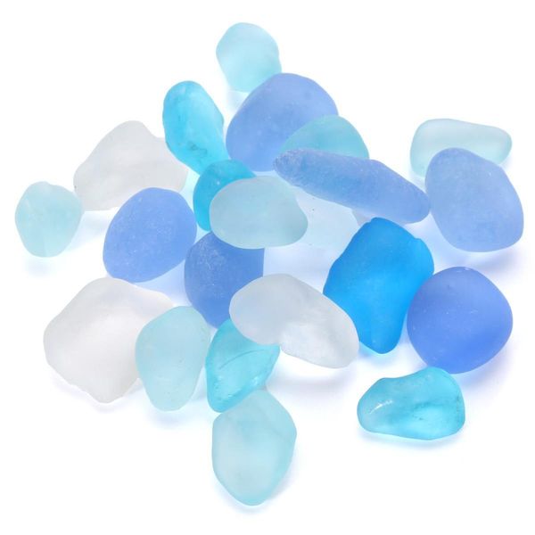 

20pcs blue tumbled matte sand stone for earrings pendant necklace jewelry making sea beach glass beads bulk ornaments 10-16mm, Silver