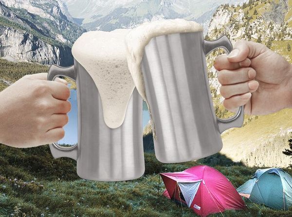 

304 stainless steel double layer beer cup vacuum warm cold coffee cup