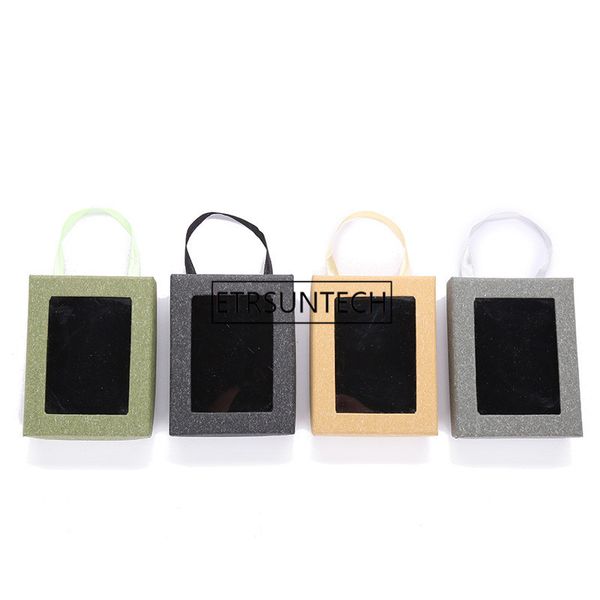 

400pcs/lot creative kraft paper hand-held rectangular jewelry box chain earrings gift box