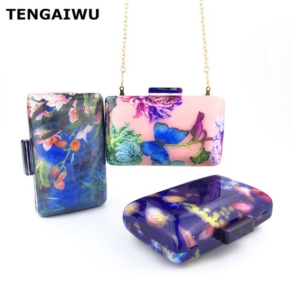 

women flower evening bag ladies party clutch bags purse female solid royal day clutches chain fashion bag