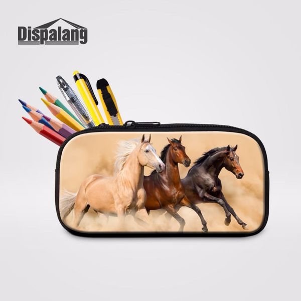 

dispalang school kids pencil box pen pouch storage bags cool horse 3d printing make up cosmetic bag office school supplies zakka