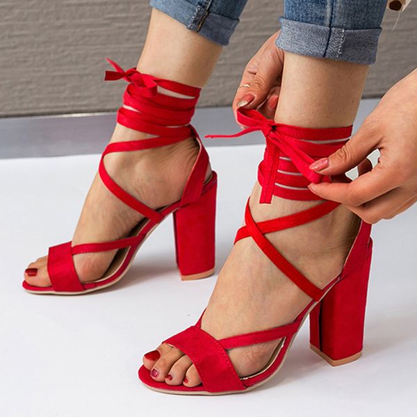 

women gladiator pumps high chunry heels ankle lace up peep toe party wedding shoes black ladies sandals zapatos de mujer 8356w