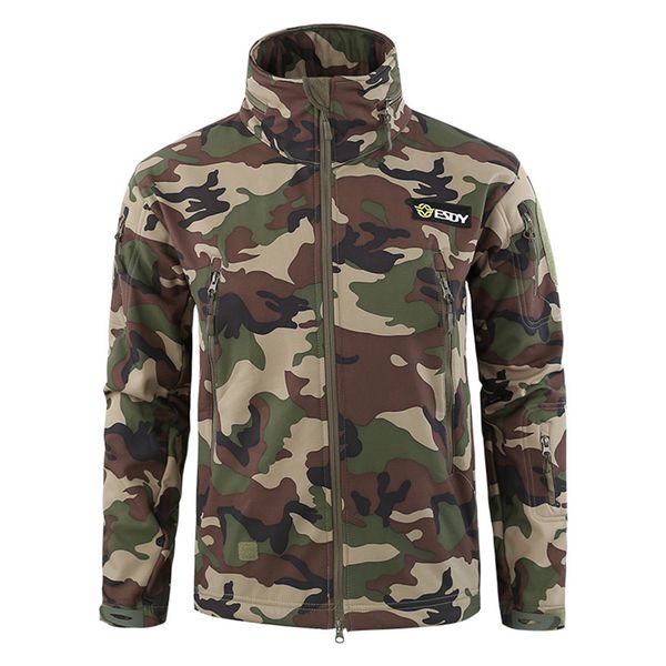 

men's coats and jackets winter men's camouflage outdoor coat hooded jacket sports uniform velvet overalls sporting outwear, Black;brown
