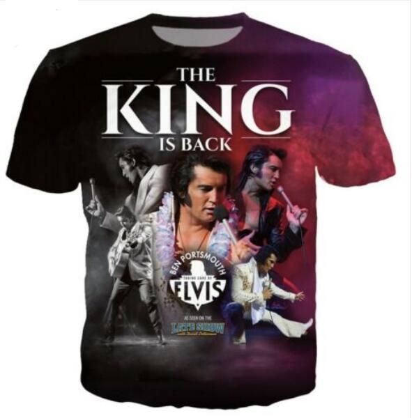 

new fashion mens/womans elvis presley t-shirt summer style funny 3d print casual t-shirt plus size aa0218, White;black