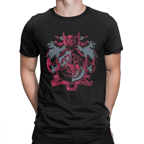 

man's house targaryen t shirts sigil t-shirt hip-hop short sleeved pure cotton tees graphic, White;black