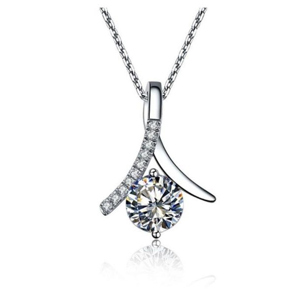 

2ct c&c brand moissanite test positive anniversary moissanite diamond pendant women 14k white gold necklace pendant 18inches, Silver