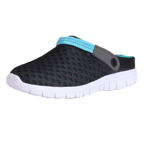 

couple men women summer slippers dual purpose outdoor sports beach sandal slides mesh breathable soft flip flop shoes a40, Black