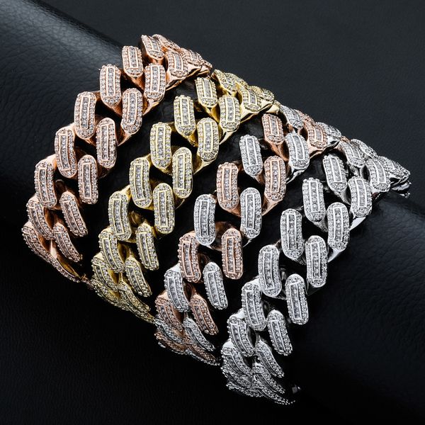 

iced out bracelet luxury designer bangles hip hop jewelry mens gold bracelets diamond cuban link chaintennis charm screw fashion accessories, Black