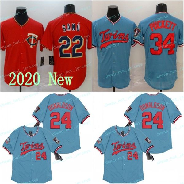 

2020 men 22 sano jersey 34 berrios 24 donaldson baseball jerseys flexbase coolbase red blue man home road stitched, Blue;black