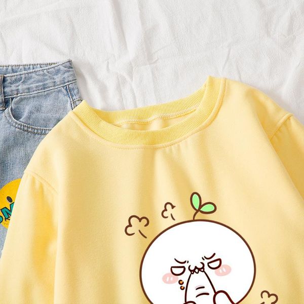 

women's hoodies & sweatshirts kawaii cartoon women hoodie korean loose pullover girls cotton long sleeve spring funny sweatshirt fashio, Black