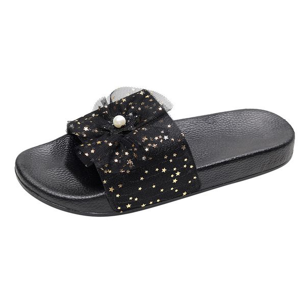 

slippers women ladies sandals women fashion casual shoes lace pearl open toe outdoor slippers female beach shoes terlik, Black
