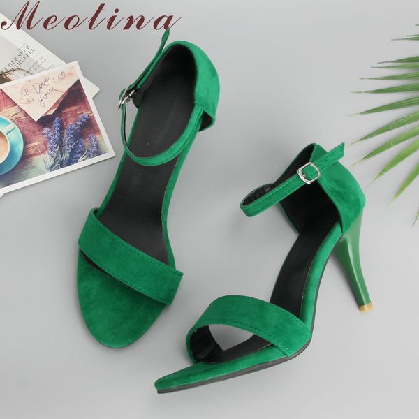 

meotina обувь женские сандалии летние сексуальные туфли на шпильке сандалии на высоком каблуке с открытым носком лодыжки ремень партии насос, Black