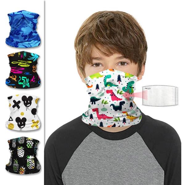 

children neck gaiter multifunctional headwear kids cartoon face mask breathable face cover bandanas magic scarf yya125