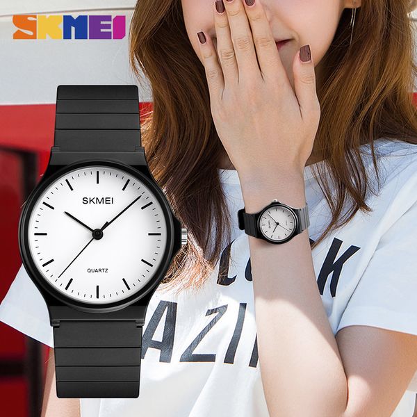 

skmei men women watches simple design personality teens 3bar waterproof quartz wristatches ladies mes relogio feminino 1419 fashion, Slivery;brown