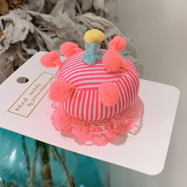 

cute tassel ball cake hair clips korean hairpin plush padded barrettes kids hair accessories, Slivery;white