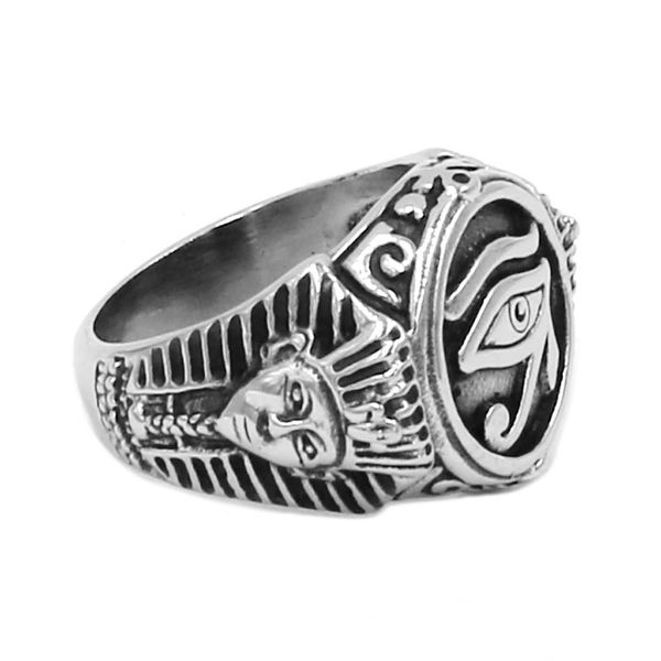 

egyptian eye of horus ra udjat amulet ring stainless steel ring egypt pharaoh king motor biker mens women wholesaleswr0741b, Golden;silver