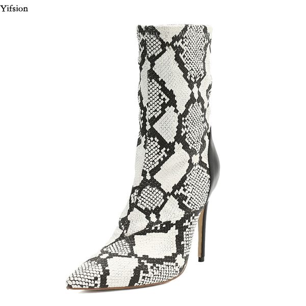 

rontic new arrival women ankle snake boots thin high heels boots pointed toe black office shoes women us size 5-10.5