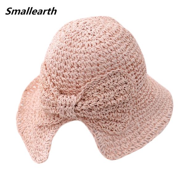 

summer children straw sun hat casual bucket hats boy girl lovely bow sun straw hat for girls beach cap baby kids fisherman hats, Blue;gray
