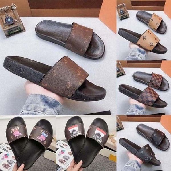 

man woman slippers fashion beach thick bottom slippers platform alphabet lady sandals leather high heel slippers 09 l13, Black