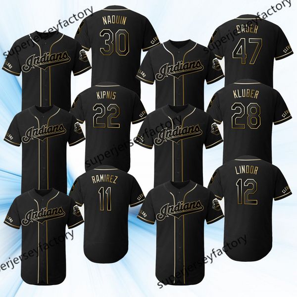 

Cleveland 12 Francisco Lindor 2019 Golden Edition Jersey Jose Ramirez Jason Kipnis Corey Kluber Tyler Naquin Indians Baseball Jerseys