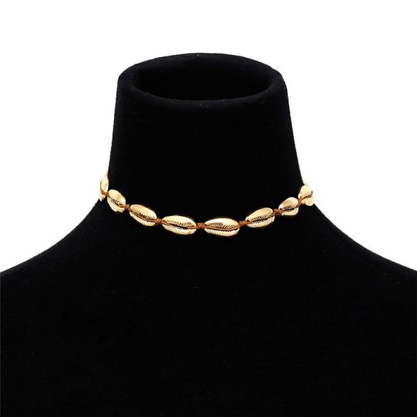 

boho alloy shell choker necklace women shell jewellery chocker simple neckless for girls kolye collares colar jewellery z3, Golden;silver