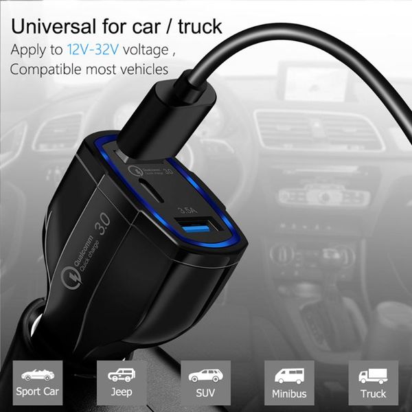 

quick charge 3.0 dual usb car charger universal travel mobile phone charger
