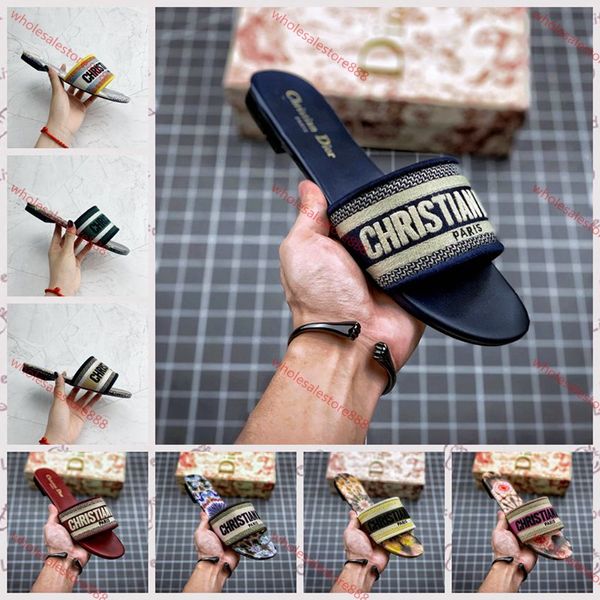 

luxury designer leather blue red stripes sandals denim ladies summer flat slipper outdoor beach xshfbcl flip flops rainbow letters slippers, Black;red